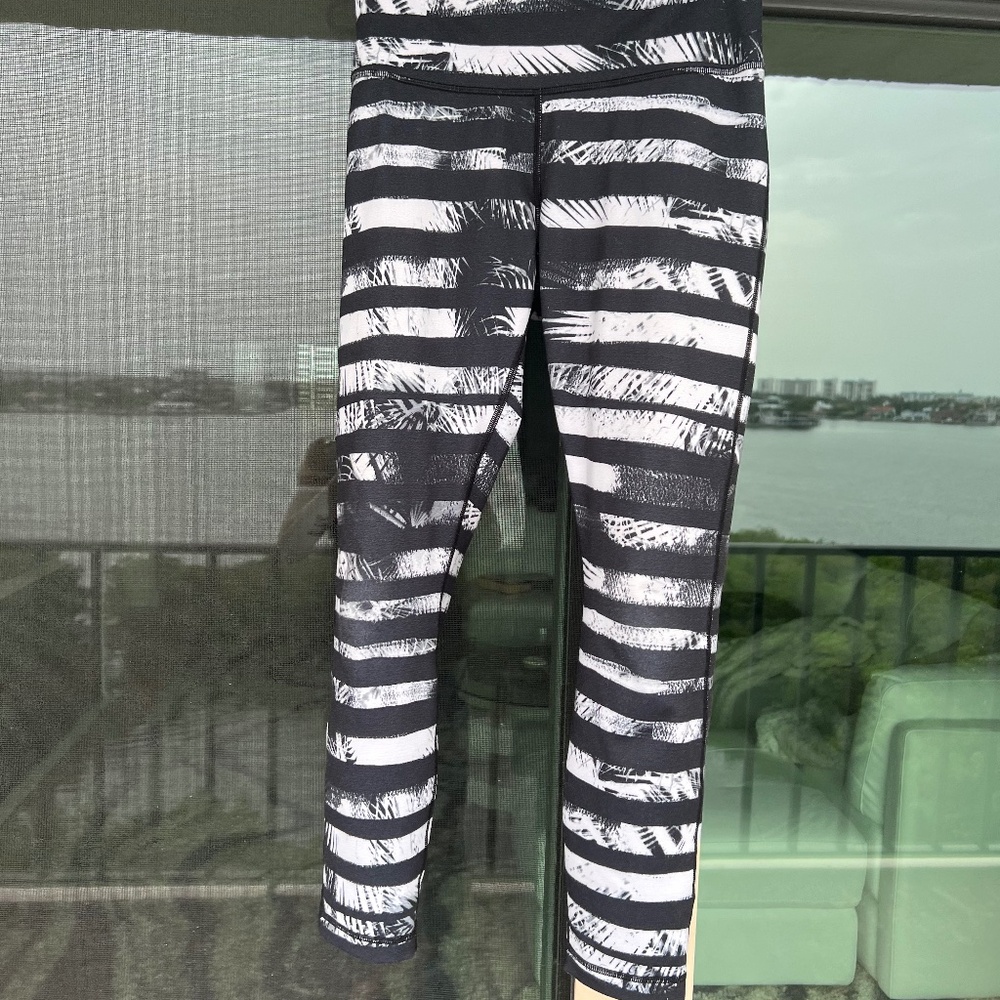Lululemon full length yoga pants, black and white, size 10.